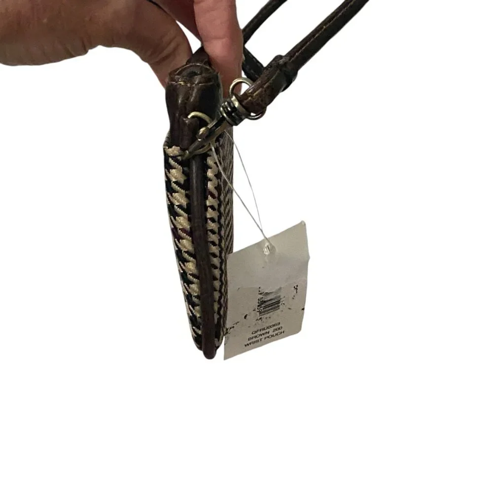 Villager by Liz Claiborne brown and tan mini bag wristlet pouch wallet NWT